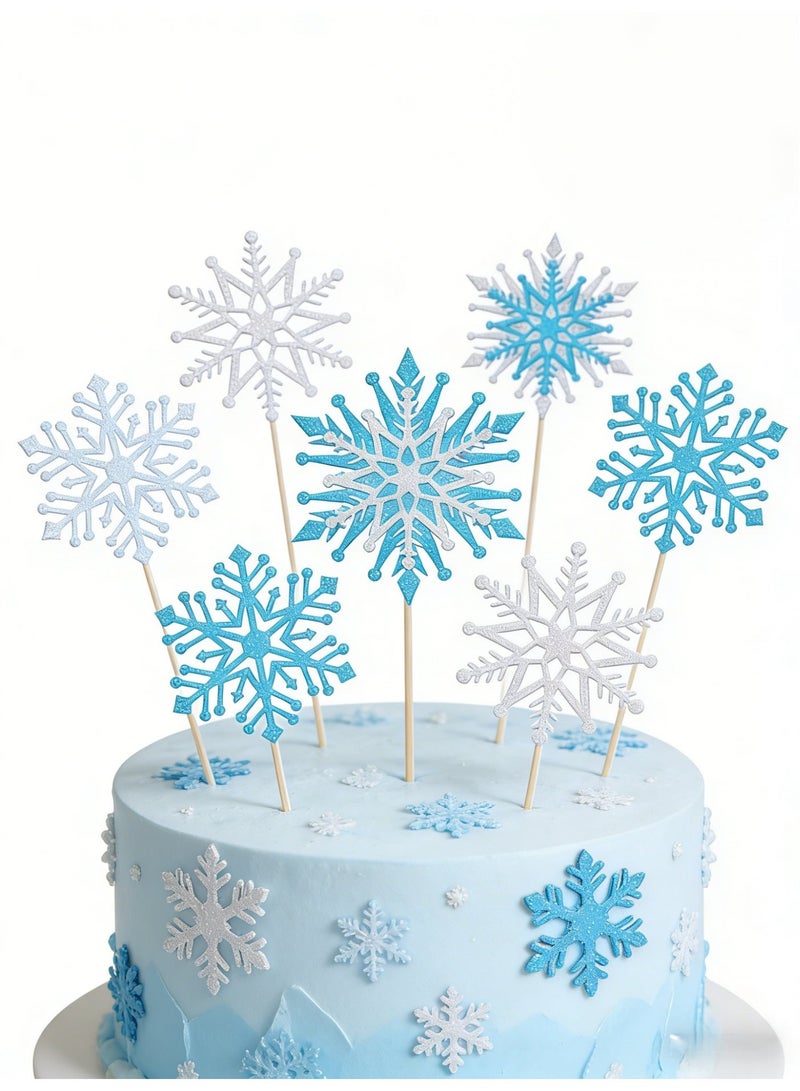 12PCS Frozen Cake Toppers Set Glitter Snowflake Themed Birthday Party Supplies Dessert Cupcake Decoration Picks for Girl‘s Birthday - Image 4